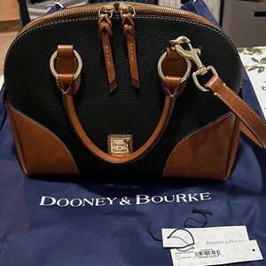 Dooney & Bourke Black and Tan Domed Satchel